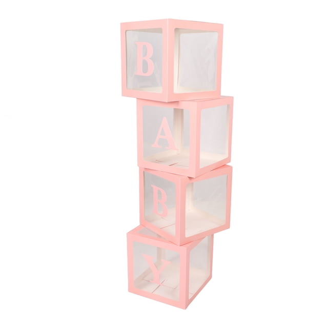Cajas De Globo, 4pcs Cajas De Globo Transparentes Con Letras Instalación Fácil Para La Propuesta Confesion Baby Shower