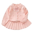 thumbnail image 5 of Girls Outfits Bow Cute Cardigan Sweater with Skirt Comfortable 2 Piece Sets for Kids Pink 4-5 Y, 5 of 5