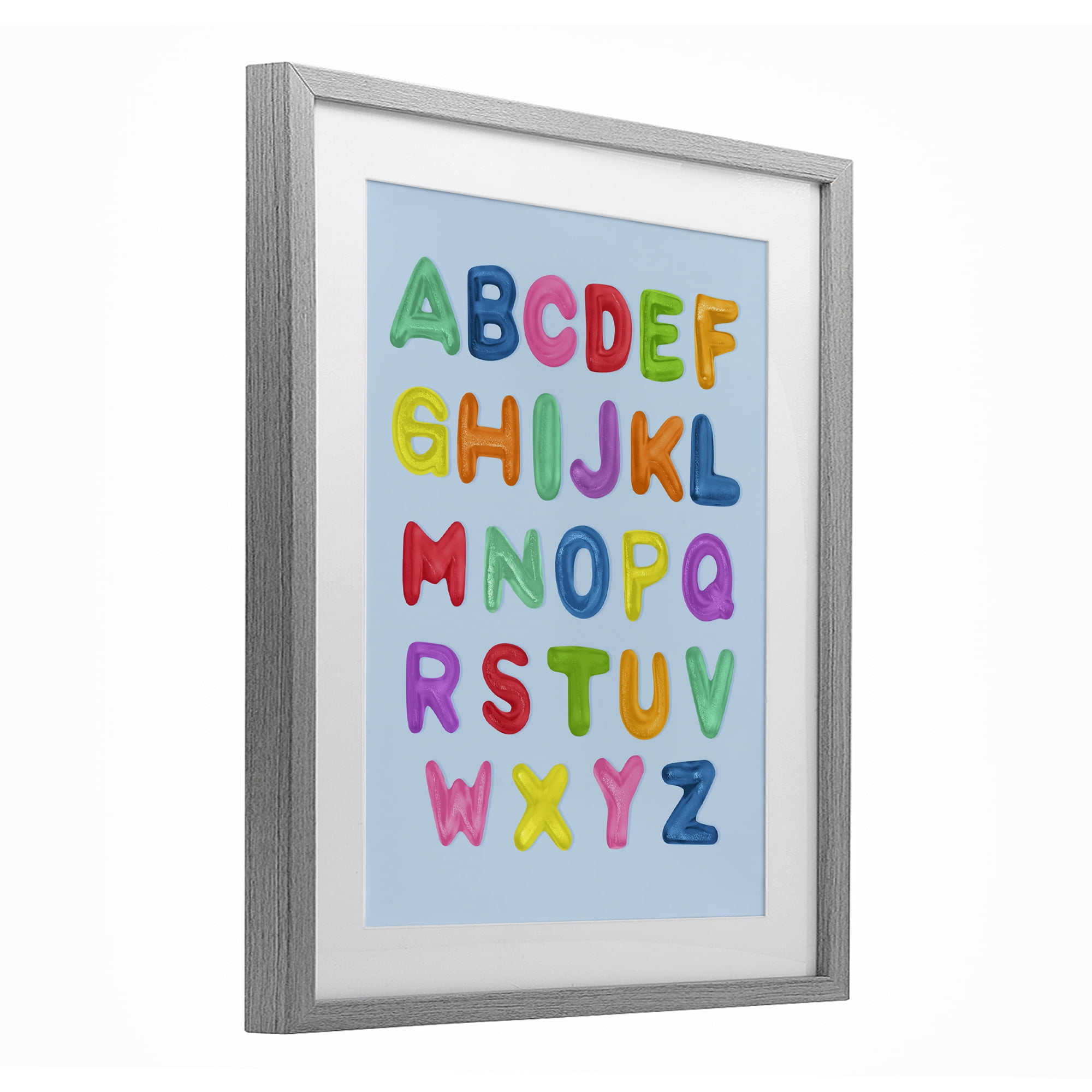 Stupell Industries Gummy Candy Alphabet Gray Framed Print Under Glass, design by LISH Creative