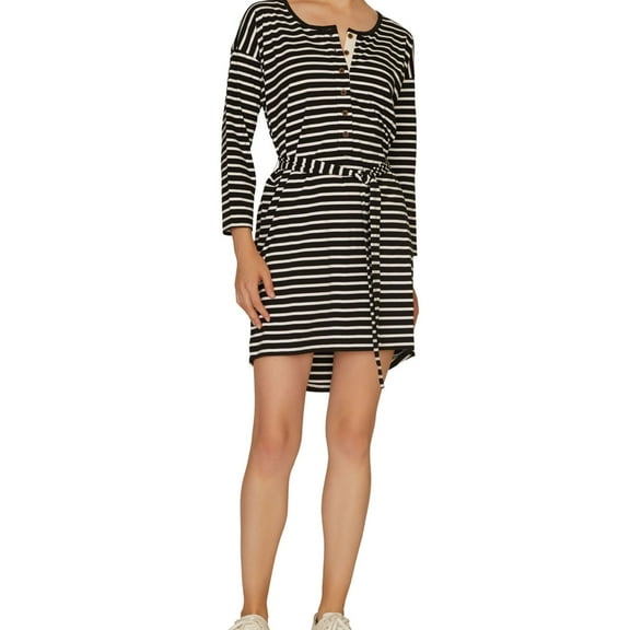 Sanctuary Clothing Womens Henley High-Low Dress, Black, X-Large
