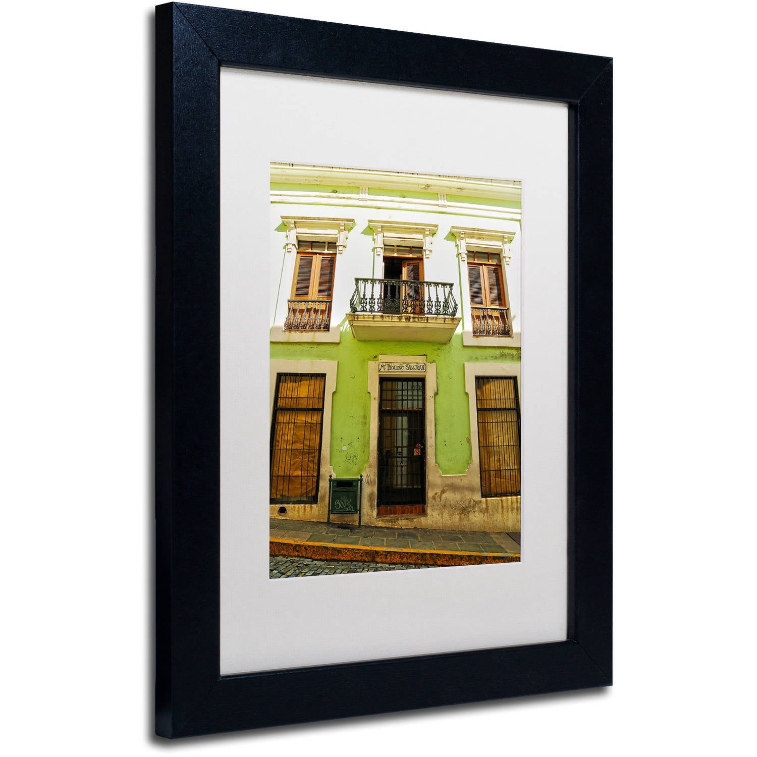 Trademark Fine Art "Old San Juan 5" Canvas Art by CATeyes, White Matte, Black Frame