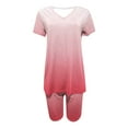 thumbnail image 4 of Kaemgyyd Workou 2 Piece Outfits for Women Summer Oversized V Neck T Shirt Leggings Hot Shot Lounge Sets Tracksuit, 4 of 4