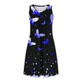 thumbnail image 4 of Oplxuo Pleated Summer Dress for Women Trendy Butterfly Printed Casual Crewneck Sleeveless A-Line Swing Beach Dress with Pockets, 4 of 4