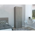 thumbnail image 2 of Xukmct 2 Doors Clothes Storage Cabinet with 2 Drawer and Hanging Rod, Wood Armoire for Living Room, Bedroom, Light Gray, 2 of 6