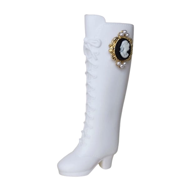 Figura a escala 1/6 con botas y zapatos de tacón alto para muñeca femenina de 12 pulgadas. Blanco