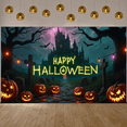 thumbnail image 3 of Spooky Design Halloween Banner Nighttime Theme Haunted House Jack O Lantern Ghost Decorations for Party Decor Outdoor Display Indoor Celebration, 3 of 9