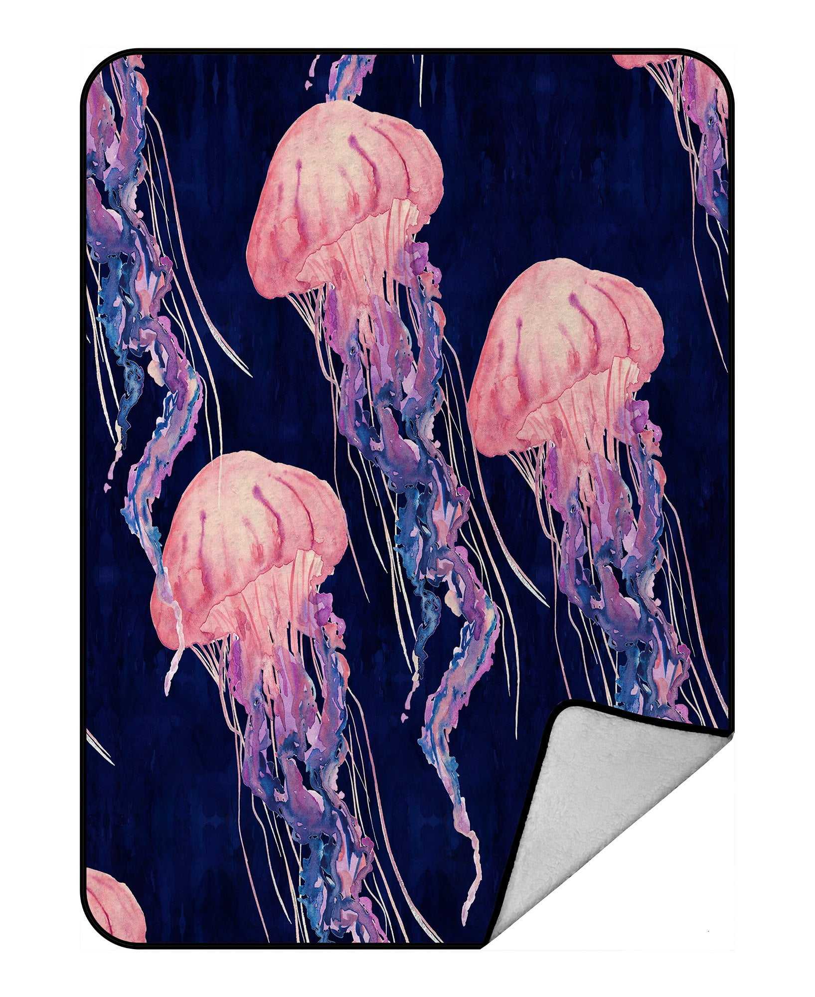 PHFZK Jelly Fish Blanket, Tropical Beach Magical Jellyfish Blue Pink