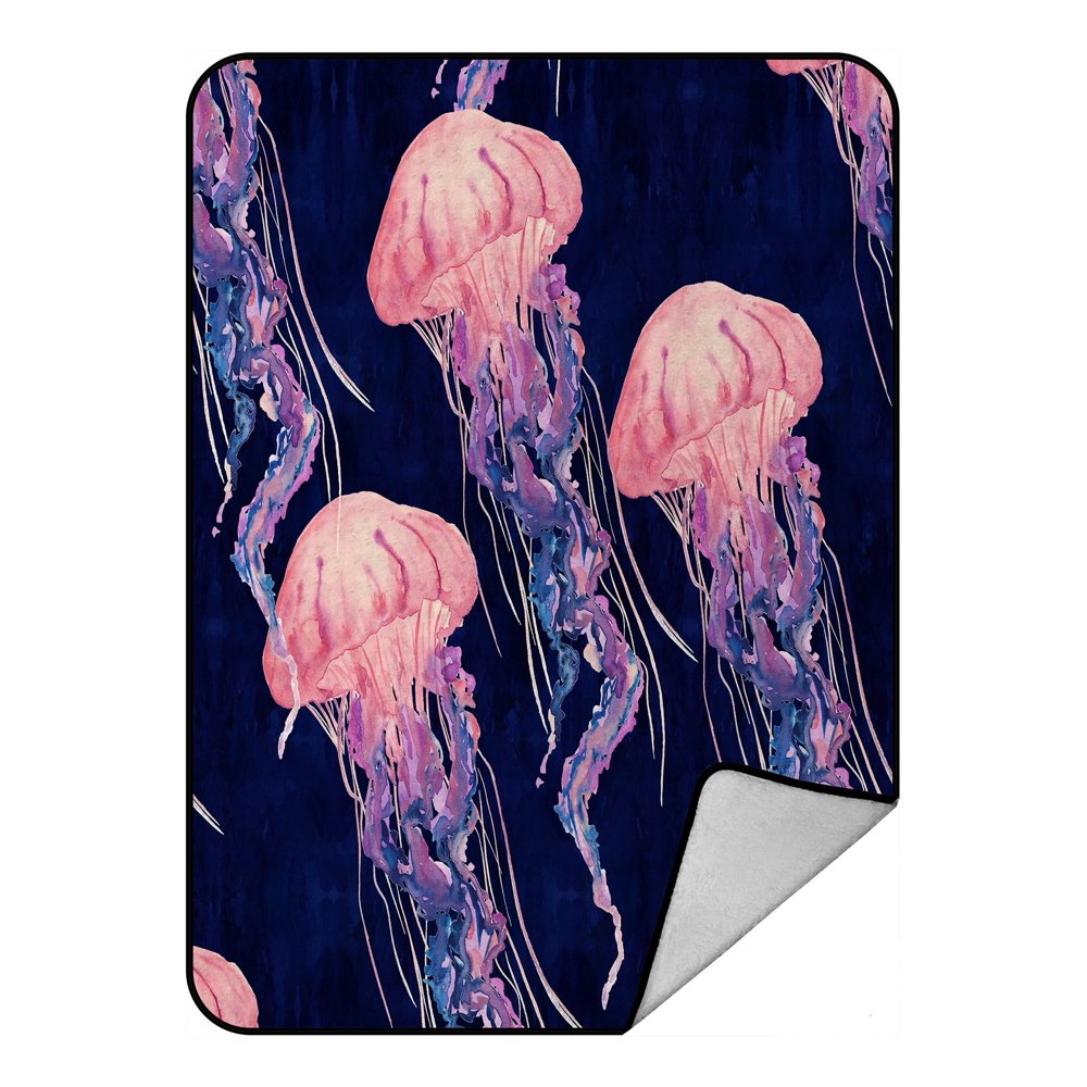 PHFZK Jelly Fish Blanket, Tropical Beach Magical Jellyfish Blue Pink