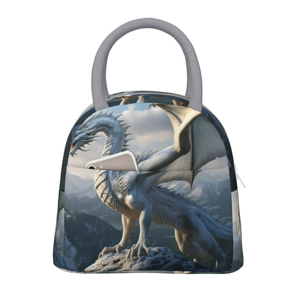 Fotbe Mountain White Dragon Bolsa de Almuerzo con Estampado, Lonchera Aislada, Contenedor de Comida Reutilizable Tipo Cooler a Prueba de Fugas