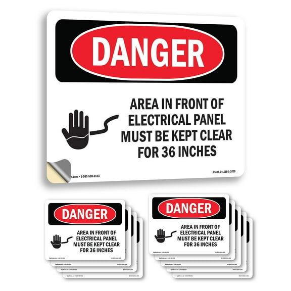 Electrical Panel Keep Clear OSHA Danger Vinyl Decal Label 14 Inch x 10 Inch - 10 Pack