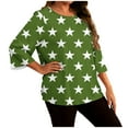 thumbnail image 3 of Women's Plus Size Gradient Color T-Shirt Tops Blouses Long Sleeve Round Neck Loose Fit Casual Daily Wear Loungewear Travel Outfits Fashion Essential Gift for Women | Sopatenor,Green XL, 3 of 9