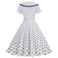 thumbnail image 4 of Summer Deals 2024 SMihono Women's Vintage Polka Dot A Line Swing Dresses Casual Short Sleeve Retro 1950s Party Dresses with Belt Purple 8, 4 of 6