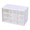thumbnail image 1 of Caja de almacenamiento con cajón de escritorio, a prueba de polvo, organizador de escritorio de 3 niveles para 9 Rejilla Blanca, 1 of 8