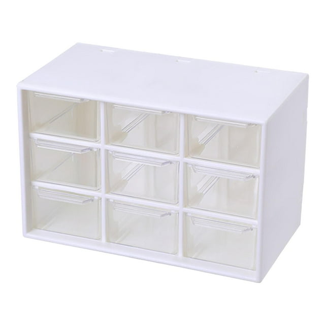 GROWTH TANK Desktop Drawer Storage Box , Dustproof Drawer Box Drawer Cabinet Desk Organizer 9 Grid White