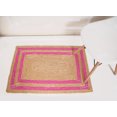 thumbnail image 4 of Rectangle Rug Natural Jute Rug Hand Braided Beige and Pink Color Stripes Line Area Rug, 4 of 5