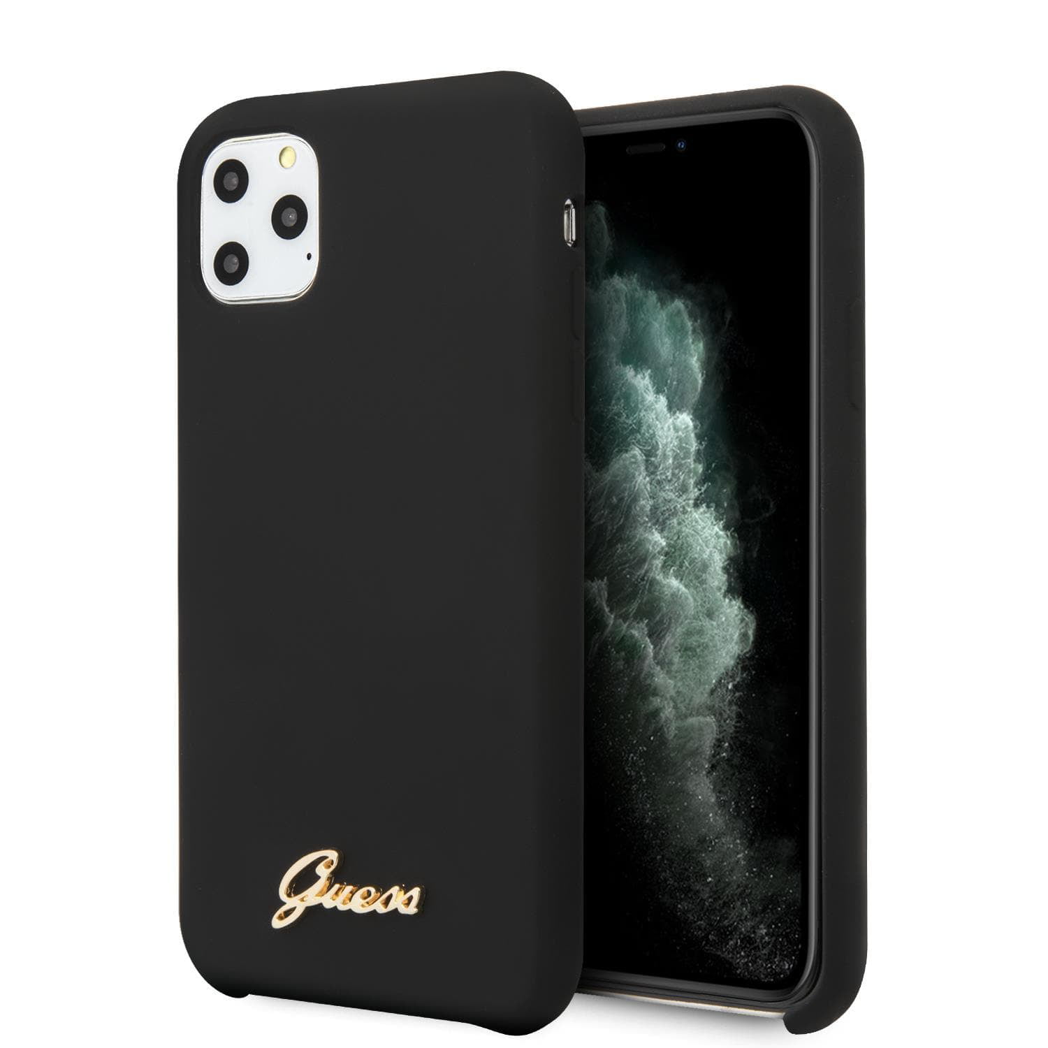 Guess Silicone Hard Case with Gold Logo for iPhone XS Max Black