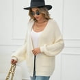 thumbnail image 5 of SOMER Women's Cardigan Sweaters Lantern Sleeve Open Front Oversized Lightweight Chunky Outwear Long Sweaters with Pockets, 5 of 6