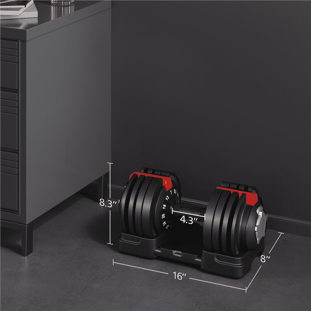 Renwick Quick-Adjust Dumbbell, 7-52.5lbs, 12-in-1, Black