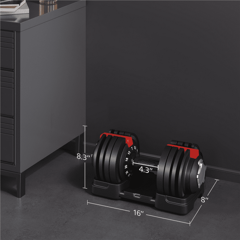 Renwick Quick-Adjust Dumbbell, 7-52.5lbs, 12-in-1, Black