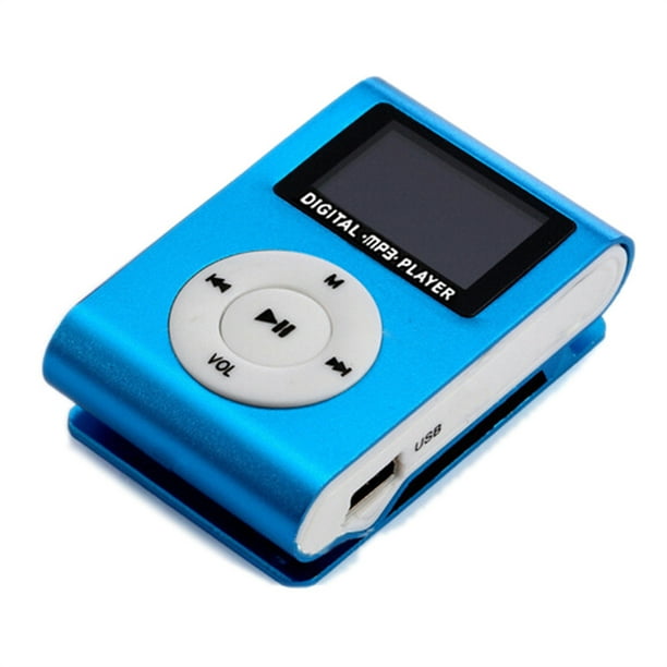Mini Portable MP3 Music Player Metal Clip-on MP3 Player with LCD Screen  Support TF Card Wide Application Blue