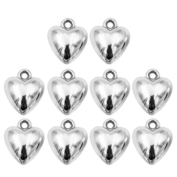 10 Uds. De dijes de corazones de Color dorado y plateado, colgante para collar, pulsera, fabricación de joyas