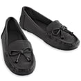 thumbnail image 2 of Collections Etc Women's Stylish Microsuede Tassel Tie Cut-Out Pattern Moccasins Black 10, 2 of 4