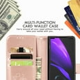 thumbnail image 5 of Allytech for Galaxy Z Fold 4 Wallet Case with Card Holder, Durable Embossed Floral PU Leather Flip Folio Kickstand Magnetic Snap Hand Strap Case for Samsung Galaxy Z Fold4 5G 2022, Rosegold, 5 of 10