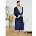 thumbnail image 3 of Vulcanodon Mens Fleece Robe, Plush Shawl Collar Two Tone Bathrobe Mid Length（Navy/Light Grey, XX-3X-Large）, 3 of 6