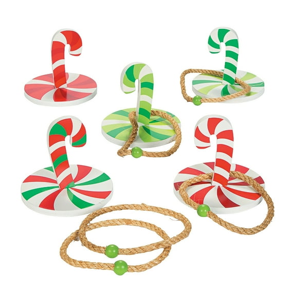 Fun Express - Candy Cane Ring Toss Games (10 Pc) for Christmas - Toys - Games - Misc Games - Christmas - 10 Pieces