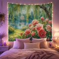 thumbnail image 2 of Garden Pond With Willow Trees and Pink Flowers, Peaceful Cottagecore Style for Garden Lovers, Floral Wall Art, Mother's Day Gift, Tapestry Wall Hanging for Bedroom and Living Room, 2 of 7