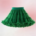 thumbnail image 4 of Miluxas Girls Soft Princess Fluffy Tiered Tulle Pleated Tutu Skirt Ballet Birthday Party Pettiskirt Green 3-4 Years, 4 of 5