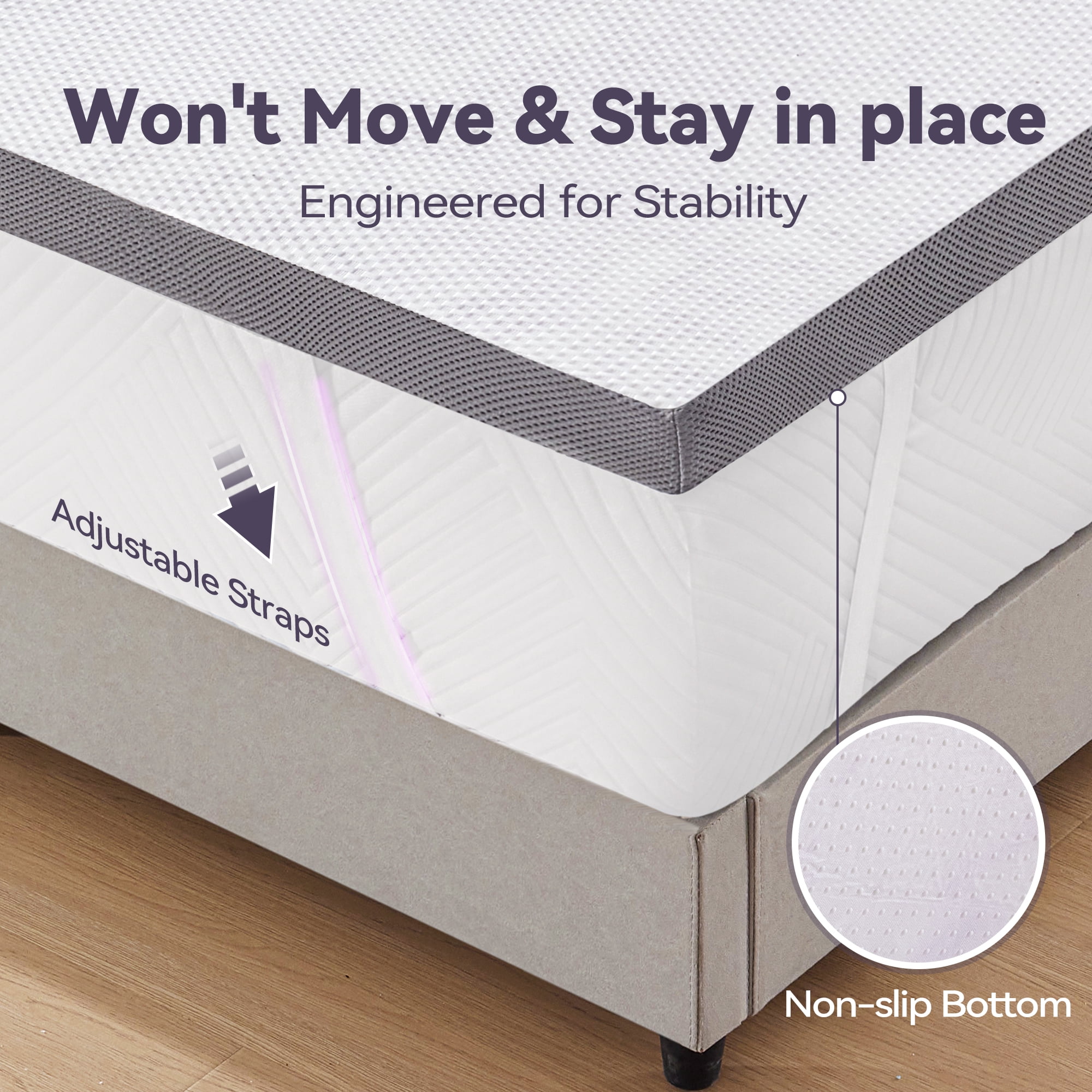BDEUS Gel Memory Foam 2 Inch Mattress Topper Twin Size Bed Topper with Breathable Removable Cover