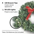 thumbnail image 3 of Flexible Flyer 24” Pre-lit Christmas Wreath for Front Door. Outdoor Battery-Operated Evergreen, Poinsettia, 3 of 4