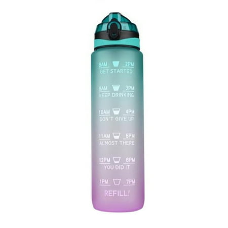 

1L Tritan Material Water Bottle with Bounce Cover Time Scale Reminder Outdoor Sports Fitness Water Cup Frosted Cup-C