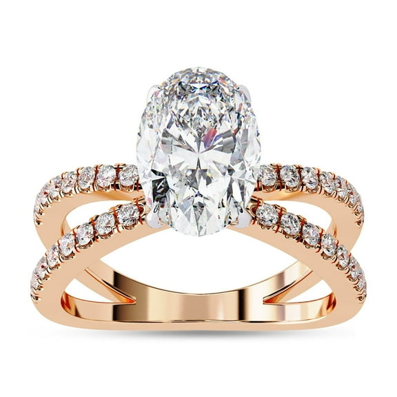 IGI Certified Lab Grown Diamond Engagement Ring | Center 9x6mm Oval Cut Split Shank Solitaire Wedding Anniversary Rings For Women In 18k Solid Rose Gold | F-G, VS-SI Quality (1.50 Ctw) Ring Size-10