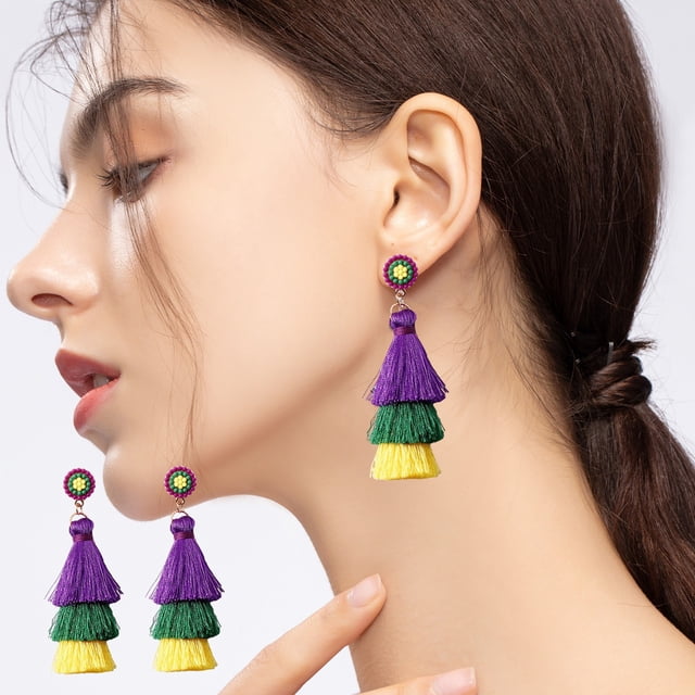 Viflosae Offres du Jour Soldes de Liquidation Boucles d'Oreilles Mode Polyvalentes à Pompons pour Carnaval Saint-Valentin