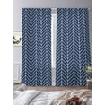 thumbnail image 3 of Navy Blue Geometric Sheer Curtains 108 Inch Length 2 Panels Set Window Treatments, Modern Pure Color Abstract Striped Rod Pocket Semi Curtains for Living Room/Bedroom/Kitchen Décor, 104"W x 108"L, 3 of 7