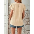 thumbnail image 5 of Women Summer Dressy Pleated Petal Cap Short Sleeve Tops Elegant Casual Loose Fit Tunic Blouse Tees  M, 5 of 8