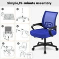 thumbnail image 6 of Yaheetech Mid-Back Mesh Office Chair with Rolling Wheels and Adjustable Height, Blue, 6 of 6
