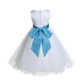 thumbnail image 3 of Ekidsbridal White Turquoise Tulle Rattail Edge Flower Girl Dress Princess Beauty Pageant Junior Bridesmaid Wedding Communion Baptism 829S 12, 3 of 3