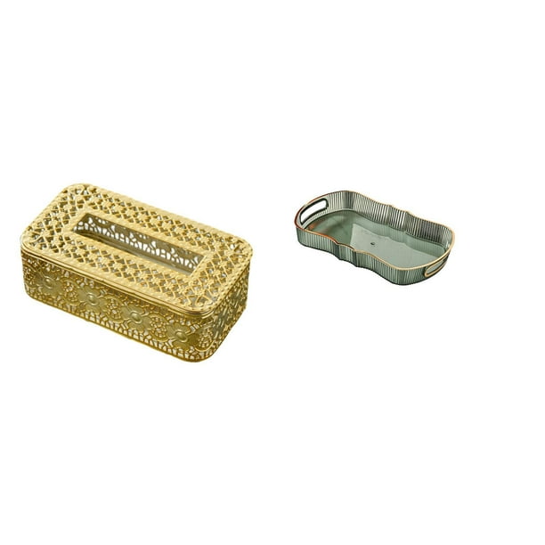 Caja de pañuelos,Dispensador de pañuelos para baño,Bandeja de almacenamiento,Bandeja rectangular para servir frutas y postres de cocina,Bandeja decorativa organizadora multifunción para el