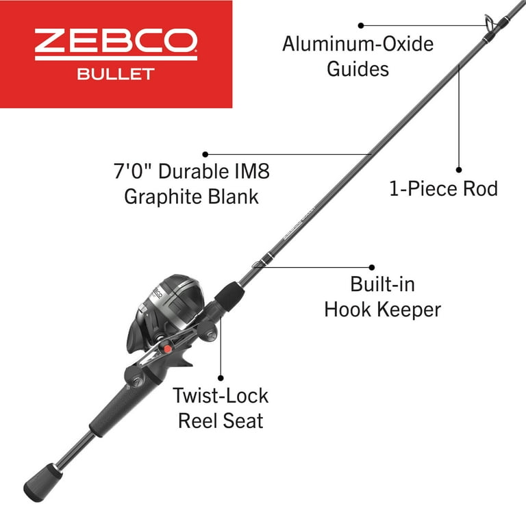 Zebco Bullet Spincast Reel and Fishing Rod Combo, 7-Foot 1-Piece