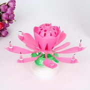 LIPHOM Birthday Candles Musical Blooming Lotus Flower Birthday Candle for Cake, Pink
