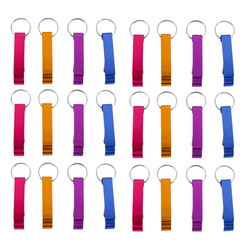 100Pcs 8 Color Metal Bottle Opener, Split Key Ring Chain Keychain Bulk