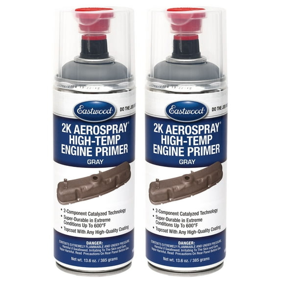 Eastwood 2K Aerospray High Temperature Engine Gray Primer 12 oz Chemical Chip Resistant 2 Pack