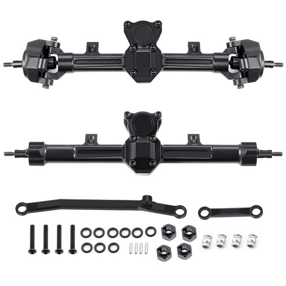 RCLIONS Essieu avant et Arrière en Aluminium + 4mm Étendu pour Axial SCX24 Deadbolt JLU C10 Gladiator 1/24e RC Crawler Car Pièces de Mise à Niveau