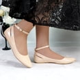 thumbnail image 5 of COM STAR Women’s Pointed Toe Ankle Strap Flats Dress Shoes Comfortable Work Office Ballet Flats Slip-On Low Heel Shoes, 5 of 8