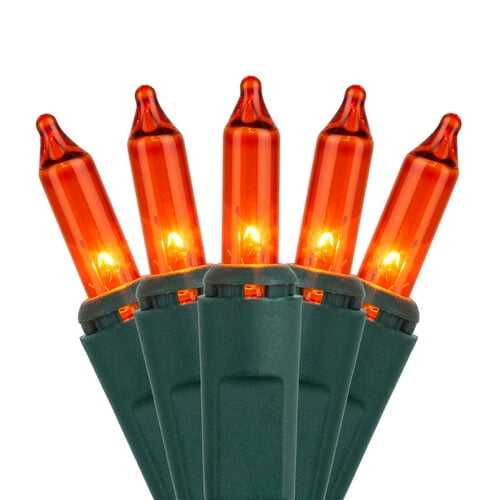 Kringle Traditions 50-Ct Indoor-Outdoor Orange Halloween Mini Light Set - 17' Green Wire