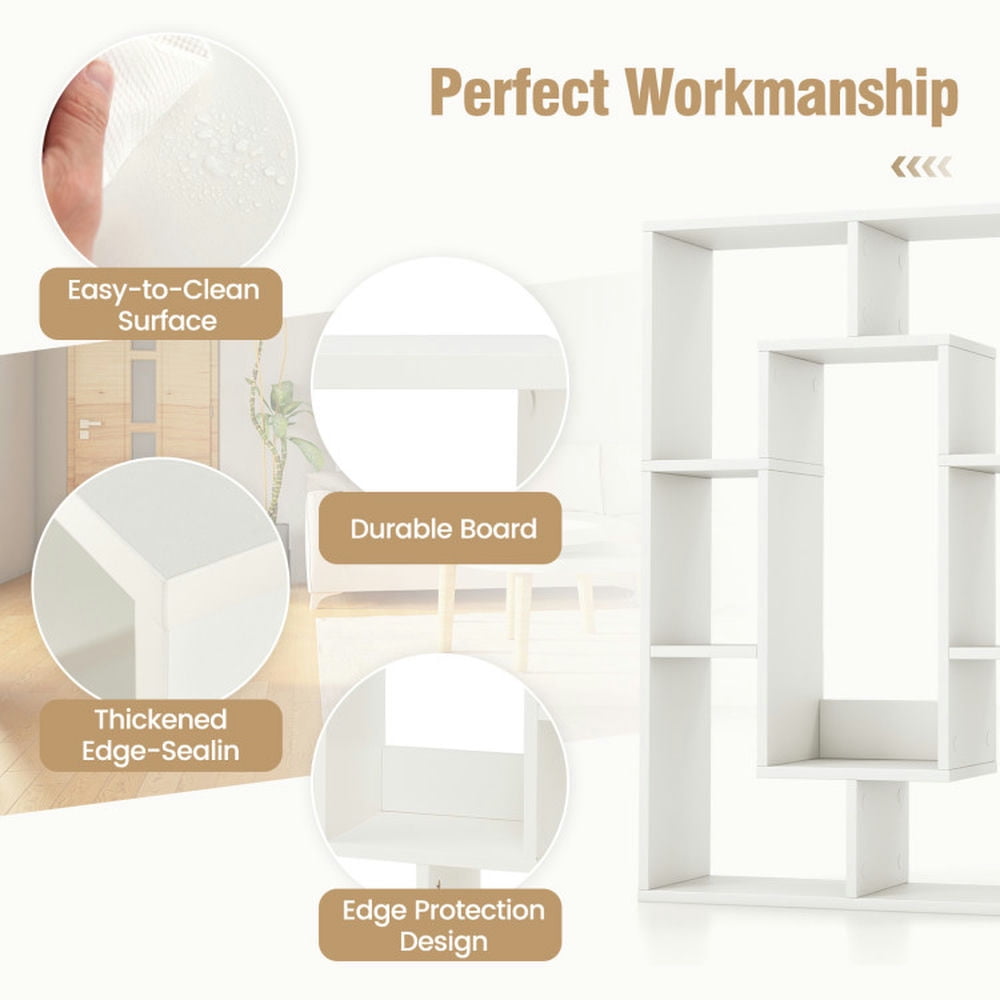 Resenkos Bookshelf,Shelf, Open Bookcase Book Shelf,Storage Shelf Unit Plant Stand,7-Cube Geometric Bookshelf Modern Decorative Open Bookcase-White