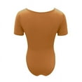 thumbnail image 5 of Siilsaa Women's Square Neck Bodysuit Short Sleeve Shirt Tops Gold,L, 5 of 5